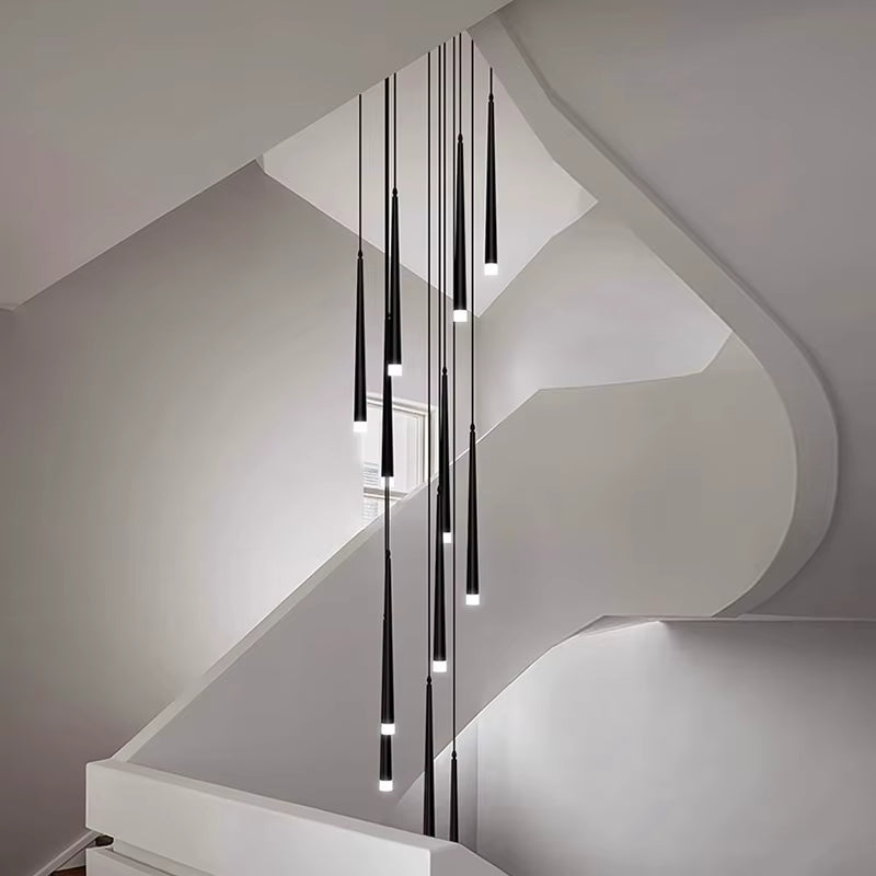 Contemporary Black LED Pendant Light for Stairwell  Seus Lighting