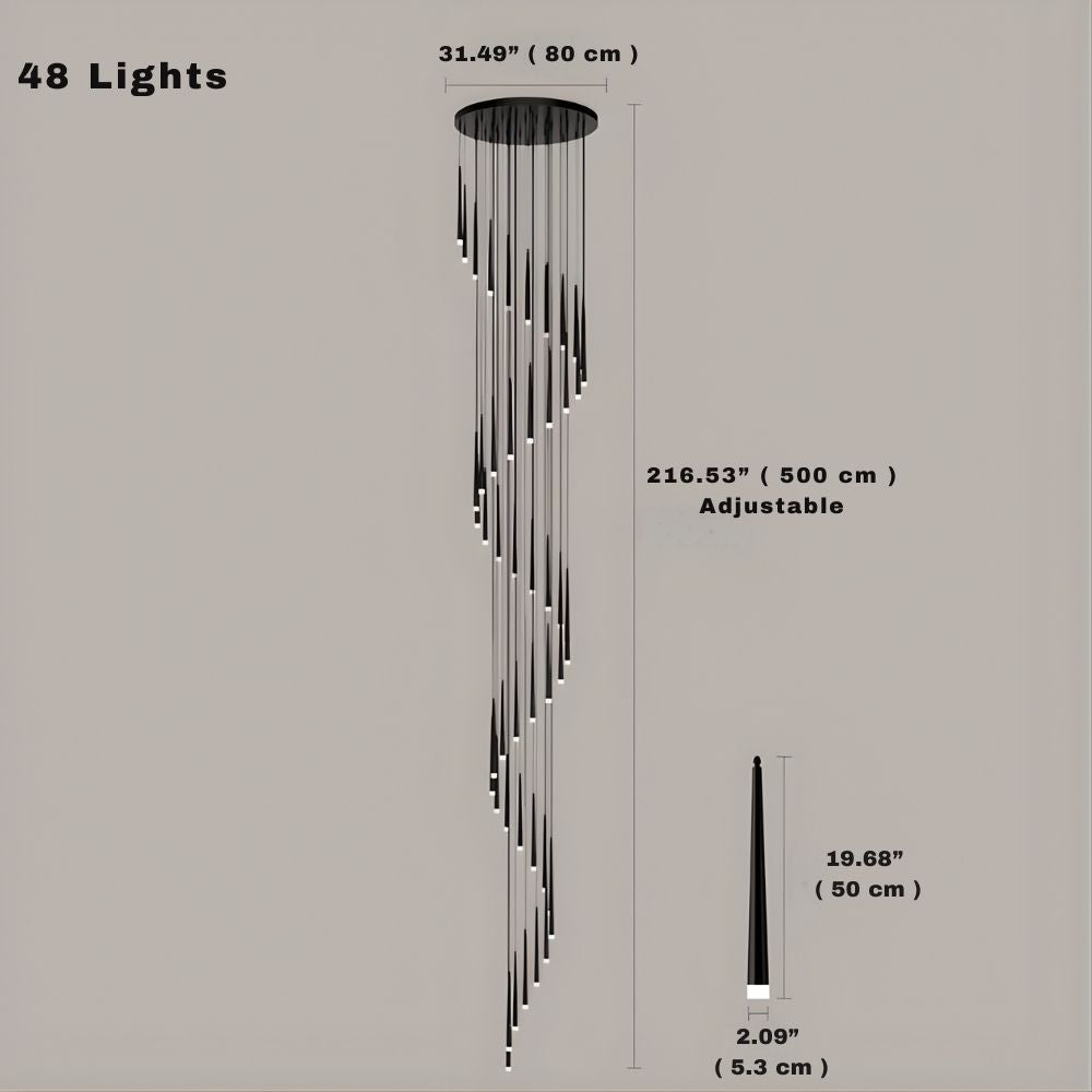 Contemporary Black LED Pendant Light for Stairwell  Seus Lighting