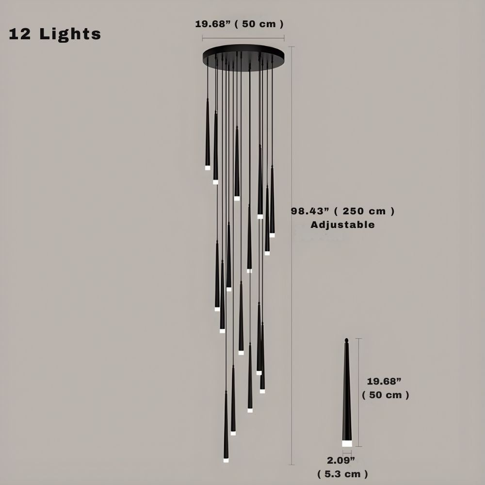 Contemporary Black LED Pendant Light for Stairwell  Seus Lighting