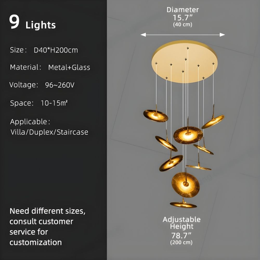Coren Multi Glass Pendant Chandelier  Seus Lighting