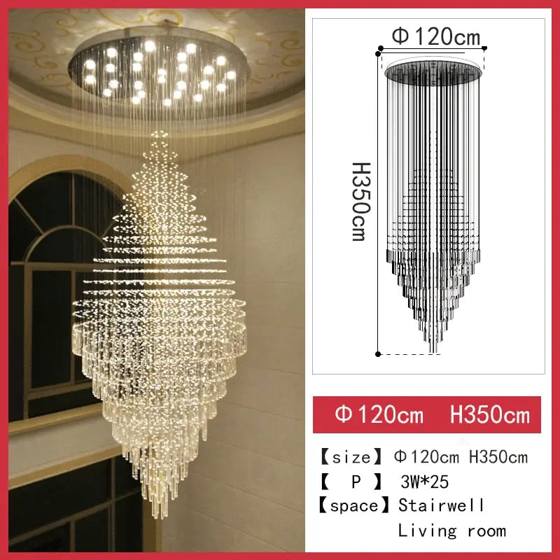 Delphine High Ceiling Living Room Lighting 120CMx350CMchangeable Seus Lighting