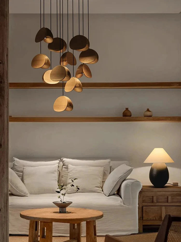 Elor Contemporary Wood Multi Light Pendant  Seus Lighting