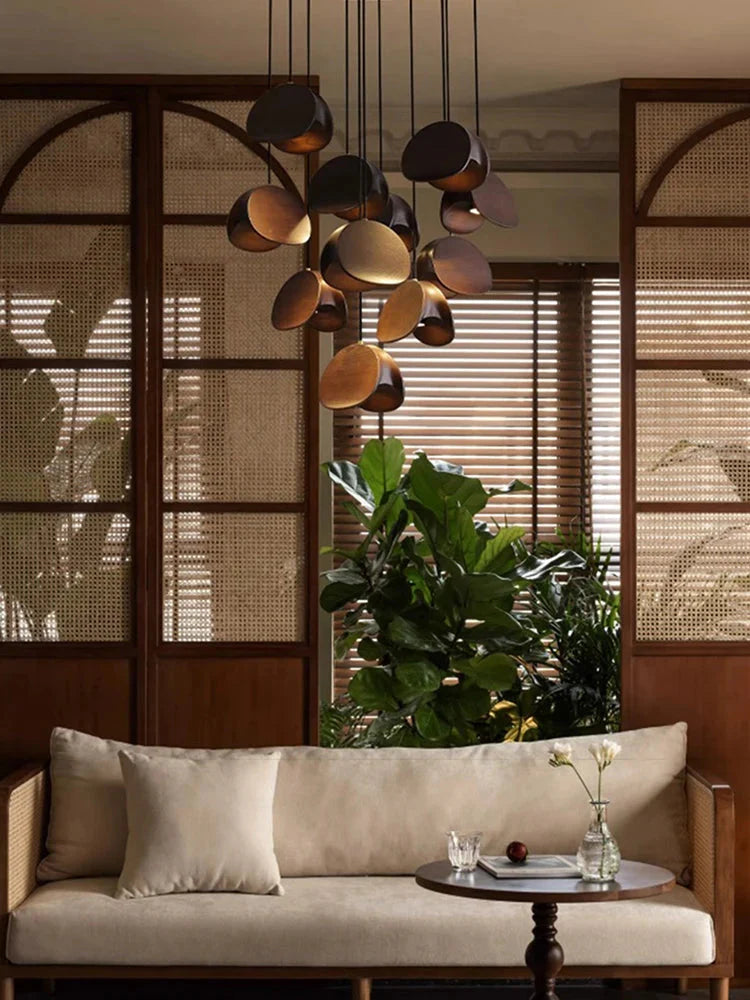 Elor Contemporary Wood Multi Light Pendant  Seus Lighting