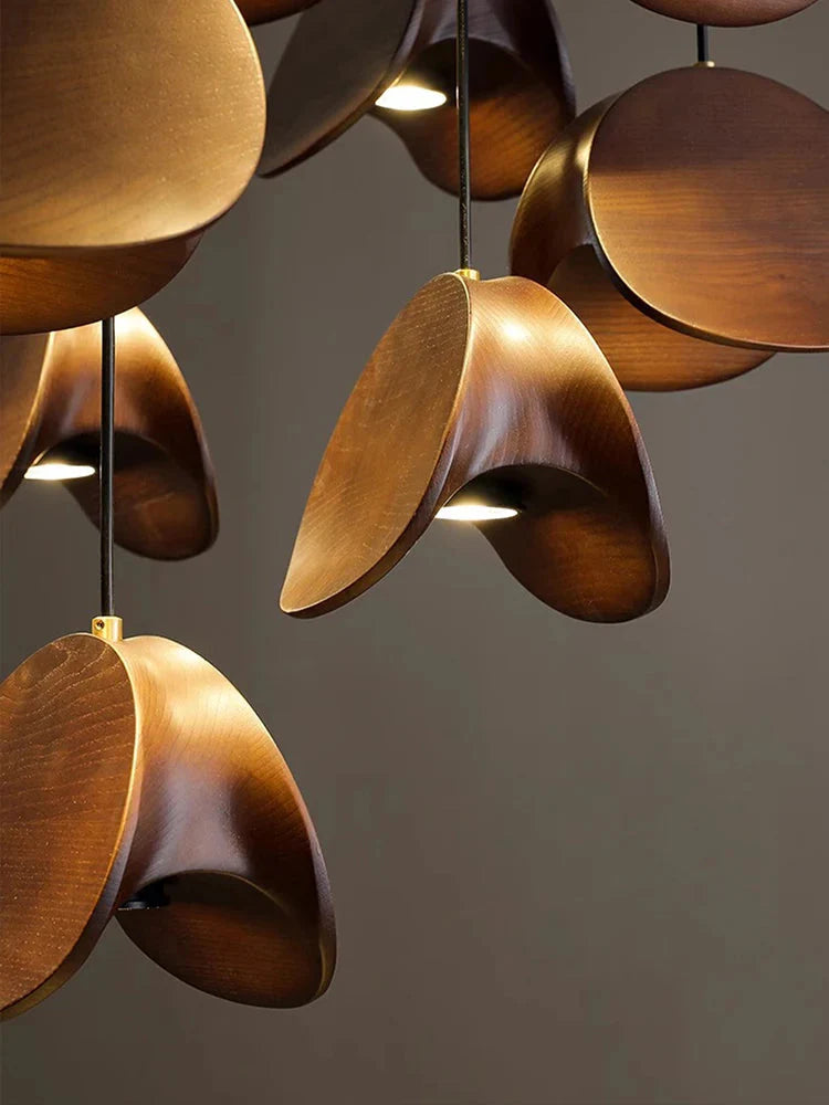 Elor Contemporary Wood Multi Light Pendant  Seus Lighting