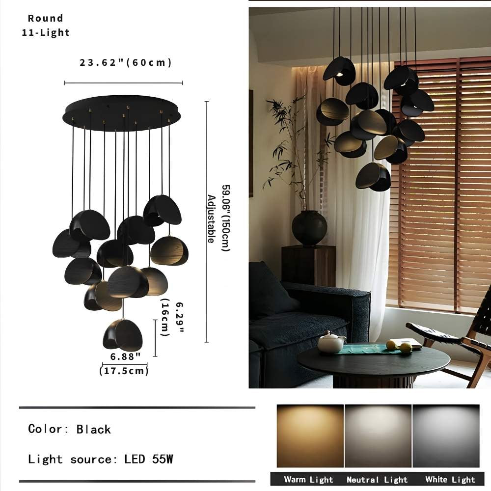 Elor Contemporary Wood Multi Light Pendant  Seus Lighting