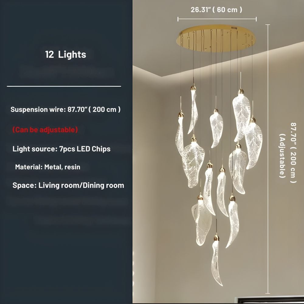 Elyorn Leaves Design High Ceiling Foyer Chandelier  Seus Lighting