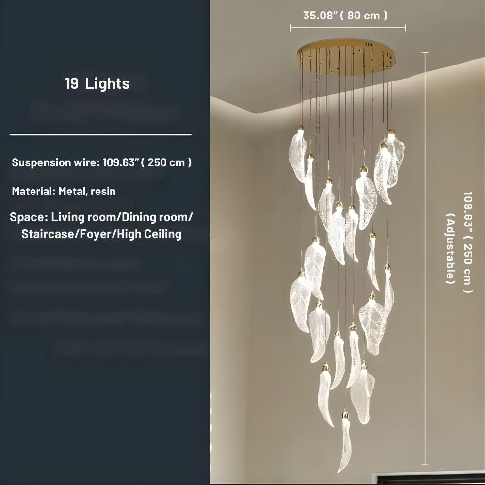 Elyorn Leaves Design High Ceiling Foyer Chandelier  Seus Lighting