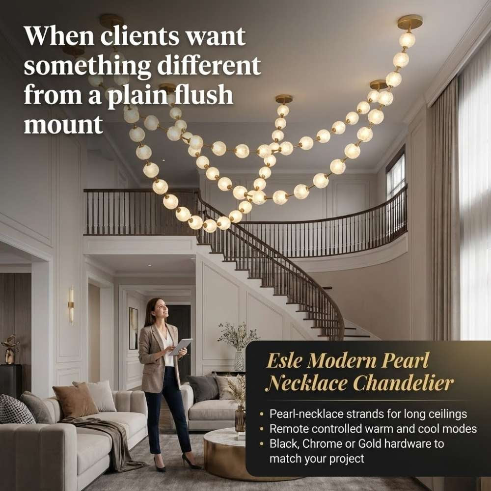Esle Modern Pearl Necklace Chandelier  Seus Lighting