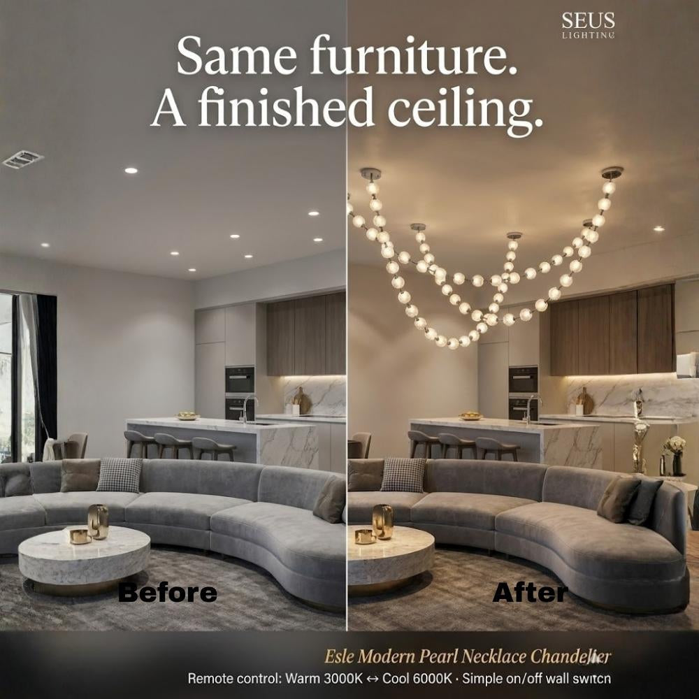 Esle Modern Pearl Necklace Chandelier  Seus Lighting