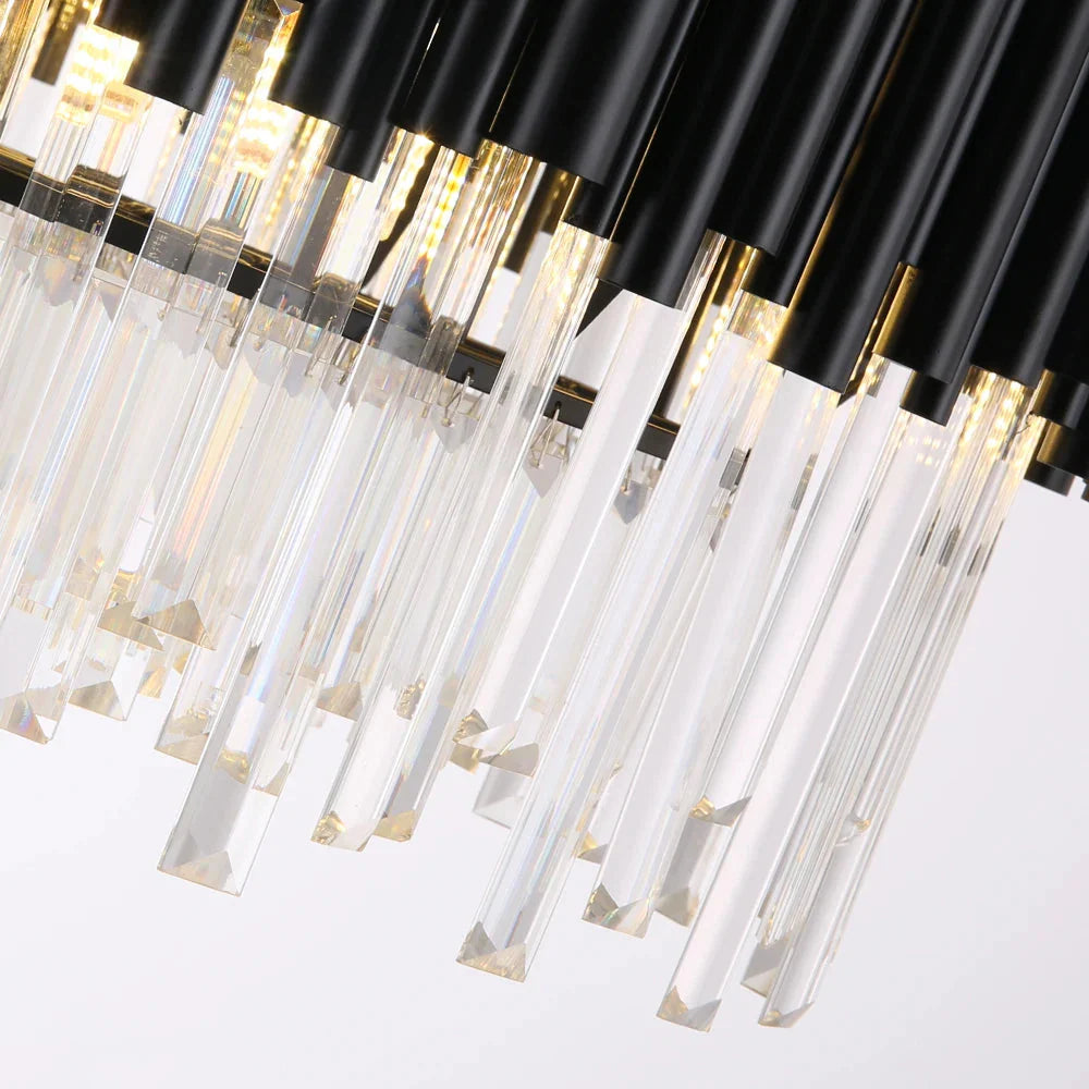 Finn Modern Black Crystal Chandelier for Living Room  Seus Lighting