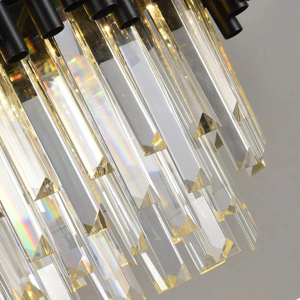 Finn Modern Black Linear Crystal Chandelier Dining Room  Seus Lighting