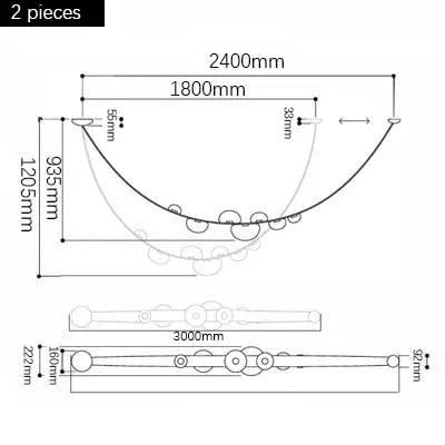 Gelman Modern Belt Chandelier 2 piece / Transparent / Warm Light 3000K Seus Lighting