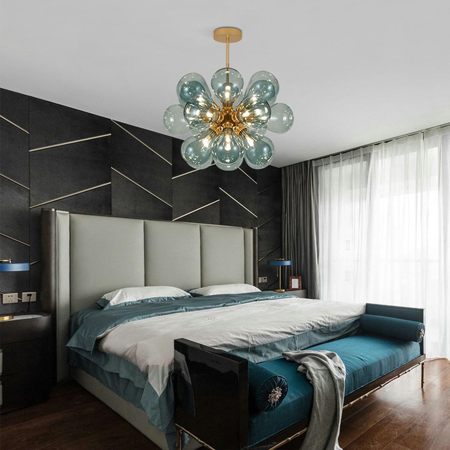 Glass Bubble Ceiling Light Pink & Blue & White  Seus Lighting