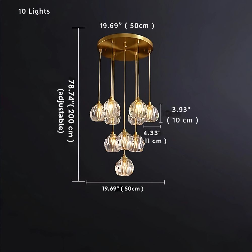 Gold Crystal Ball Chandelier for High Ceiling & Staircase  Seus Lighting