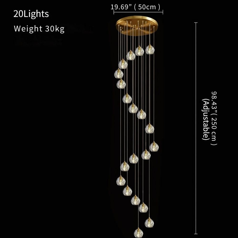 Gold Crystal Ball Chandelier for High Ceiling & Staircase  Seus Lighting