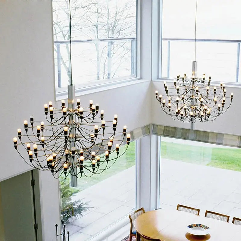 Gino Sarfatti Style Led Pendant Chandelier Black/Silver/Gold  Seus Lighting