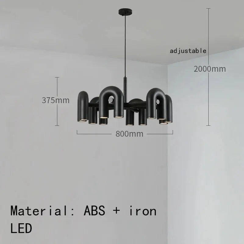 Art Decor Style U Shaped Chandelier Black/Orange/Blue/Grey - Chandeliers