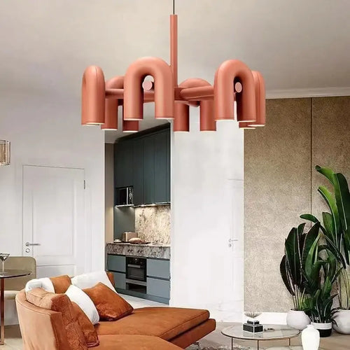 Art Decor Style U Shaped Chandelier Black/Orange/Blue/Grey  Seus Lighting