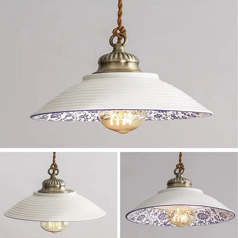 Handmade White Ceramic Pendant Light  Seus Lighting