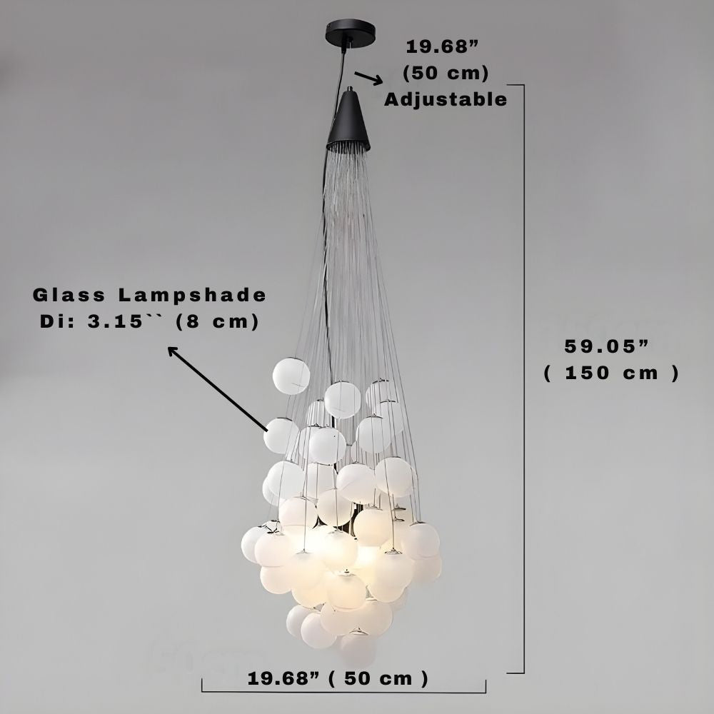 Indoor White Glass Bubble Pendant Ceiling Fixture  Seus Lighting