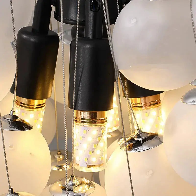Indoor White Glass Bubble Pendant Ceiling Fixture  Seus Lighting