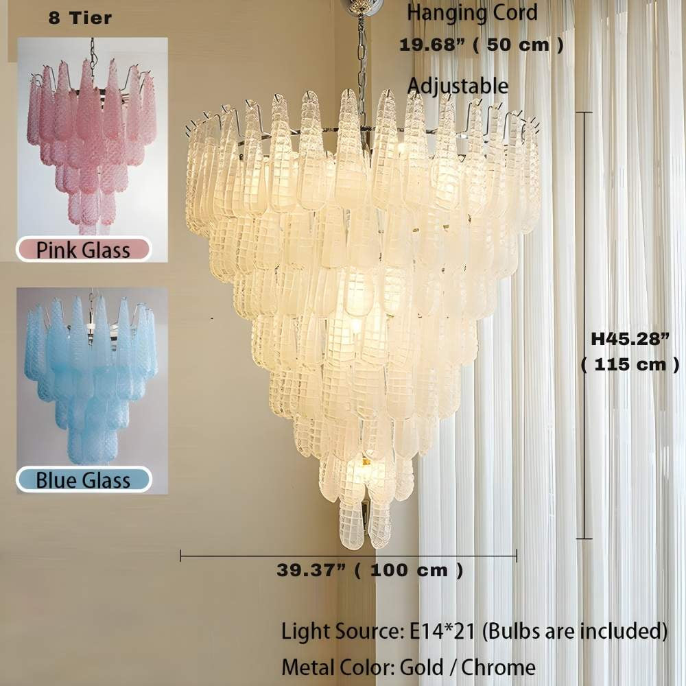 Jia Vintage Glass Water Drop Staircase Chandelier  Seus Lighting