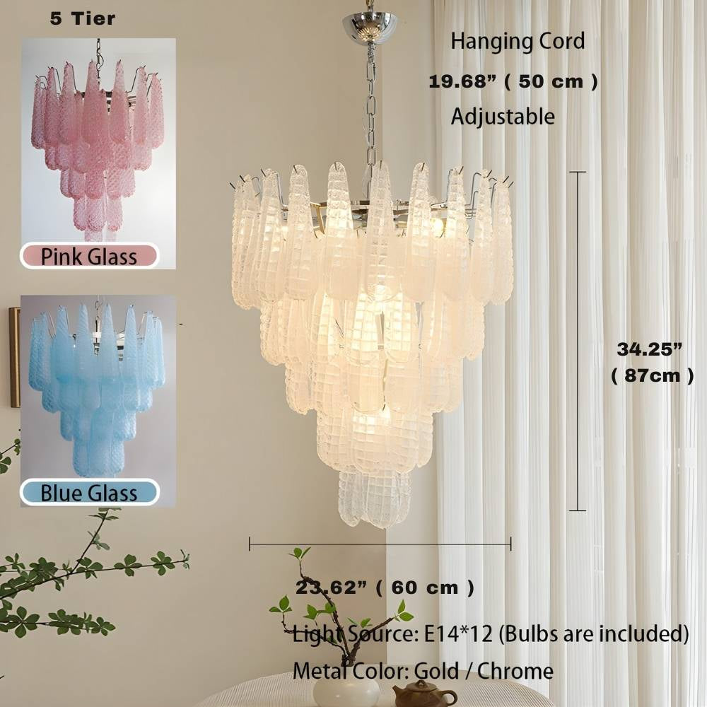 Jia Vintage Glass Water Drop Staircase Chandelier  Seus Lighting