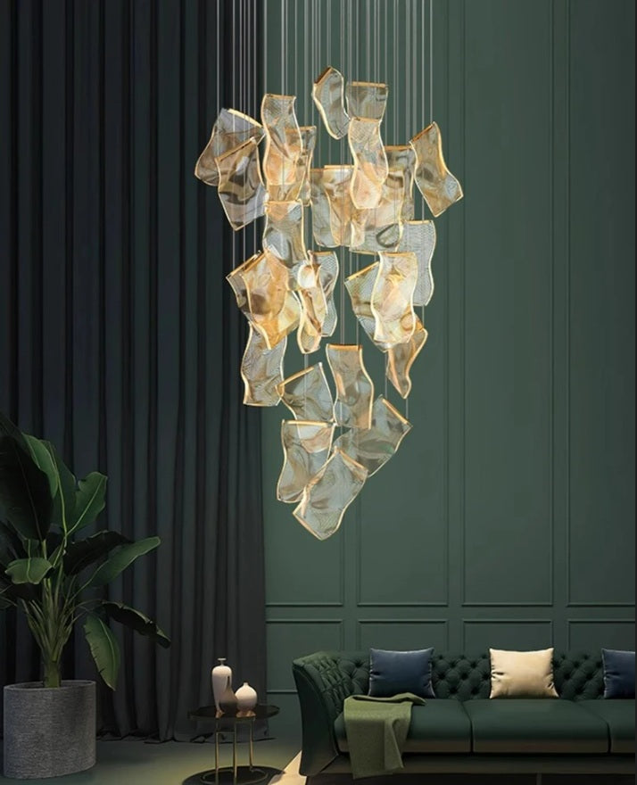 Jonas Postmodern Style Staircase Pendant Chandelier Light Black-Round-25 Seus Lighting