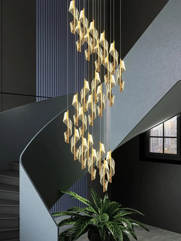 Kael Cascading Spiral Foyer Chandelier  Seus Lighting