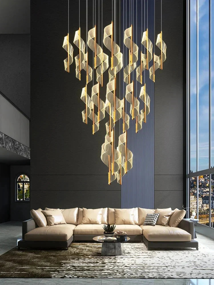 Kael Cascading Spiral Foyer Chandelier  Seus Lighting