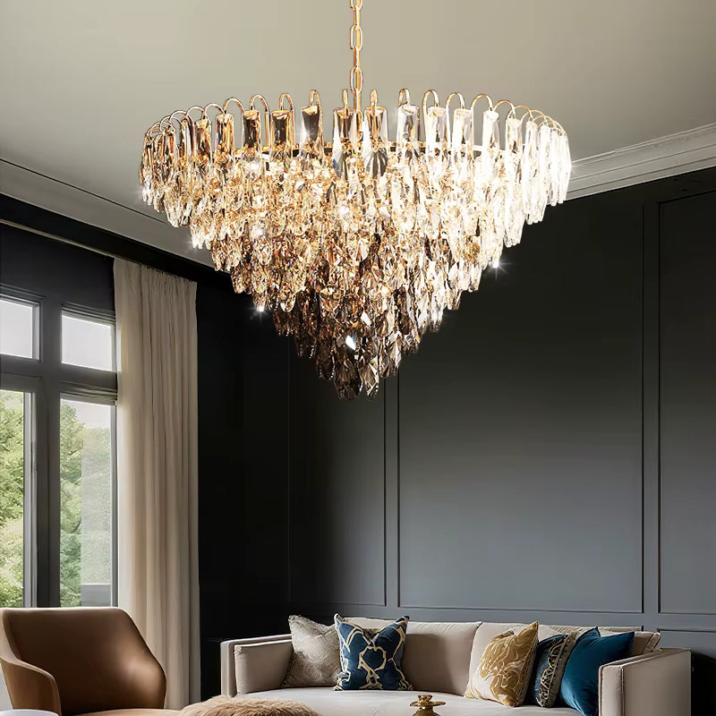 Luny Gold Cascading Waterfall Crystal Chandelier  Seus Lighting