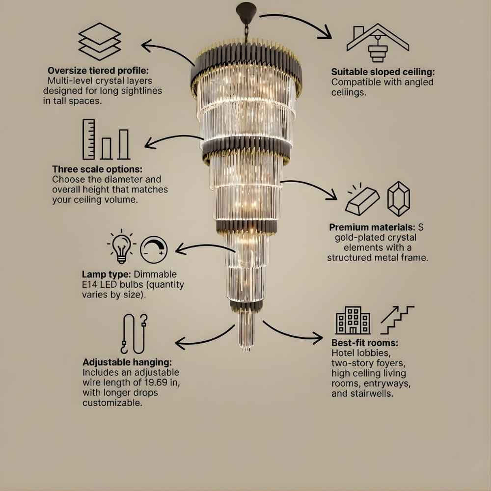 Luxury Oversize Crystal Chandelier  Seus Lighting