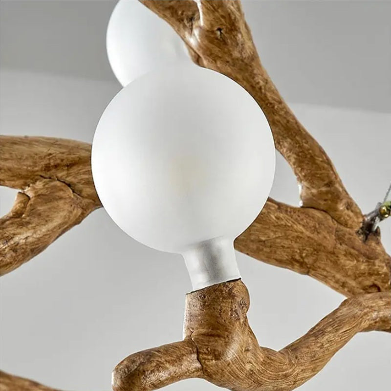 Madelyn Rustic Branch Chandelier Frosted/Clear Ball  Seus Lighting