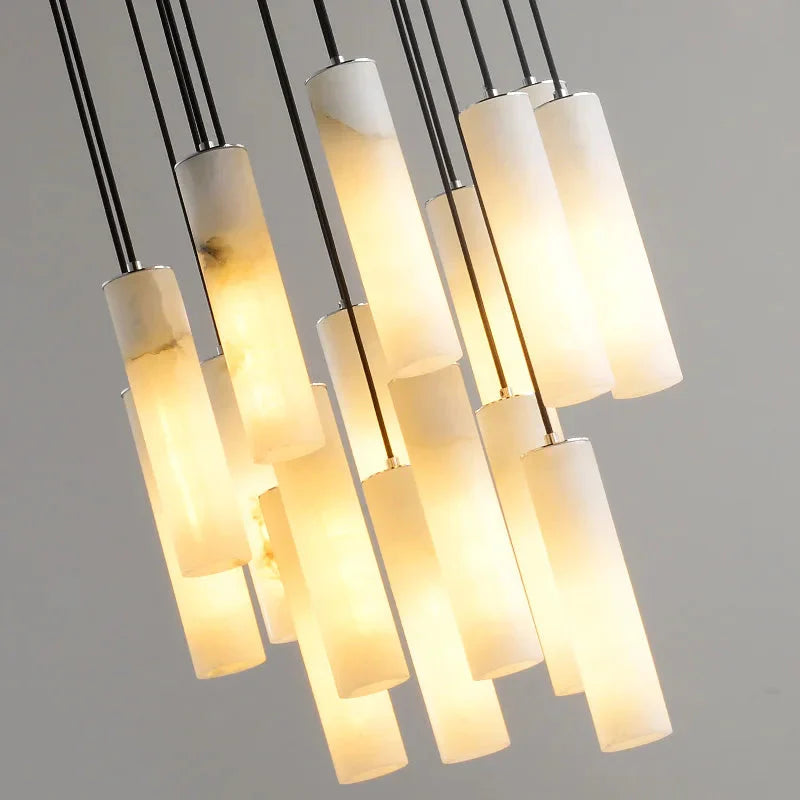 Marble Tube Chandelier for Living Room & Foyer  Seus Lighting