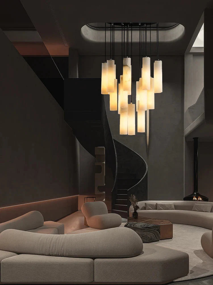 Marble Tube Chandelier for Living Room & Foyer  Seus Lighting