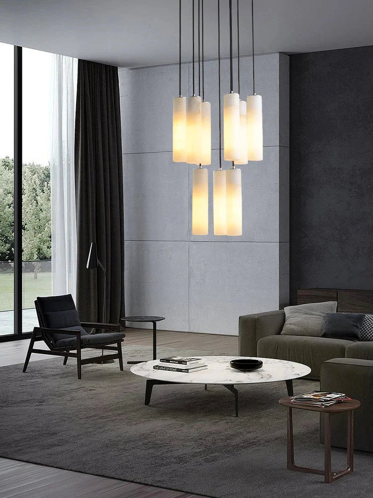 Marble Tube Chandelier for Living Room & Foyer  Seus Lighting