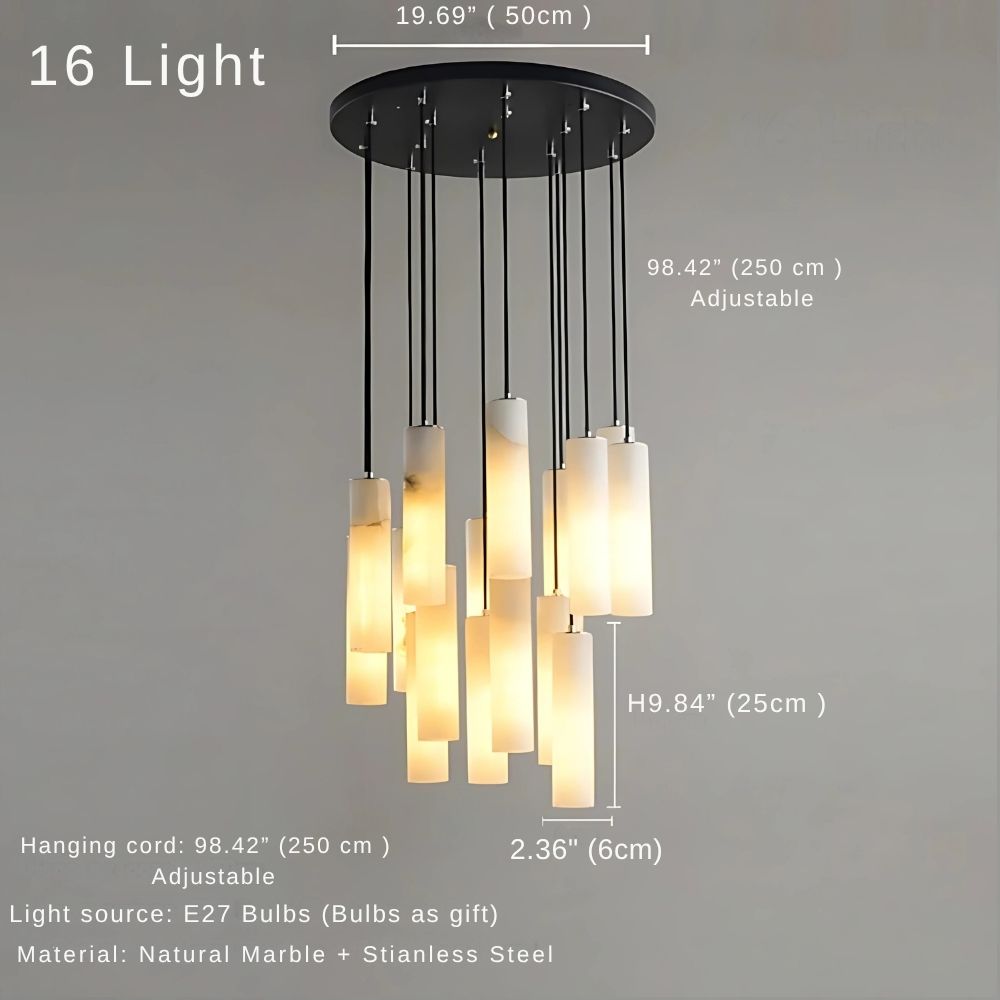 Marble Tube Chandelier for Living Room & Foyer  Seus Lighting