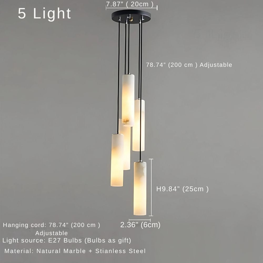 Marble Tube Chandelier for Living Room & Foyer  Seus Lighting
