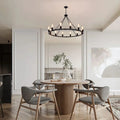 Metal 12 Light Black Chandelier Fixture  Seus Lighting