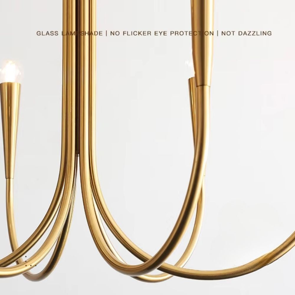 Mid-Century 6/9 Light Curved Candle Chandelier  Seus Lighting