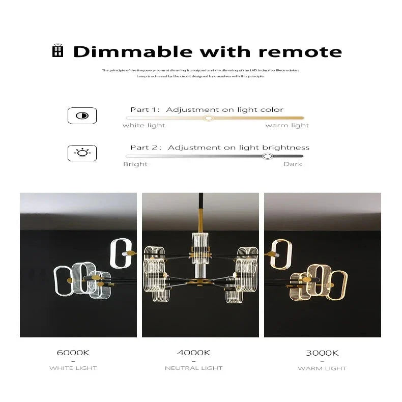 Modern Acrylic Led Chandelier with Remote Control  Seus Lighting