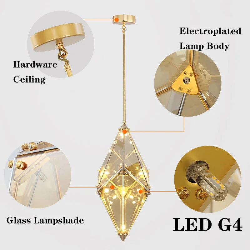 Modern Angular Diamond Style LED Pendant Light  Seus Lighting
