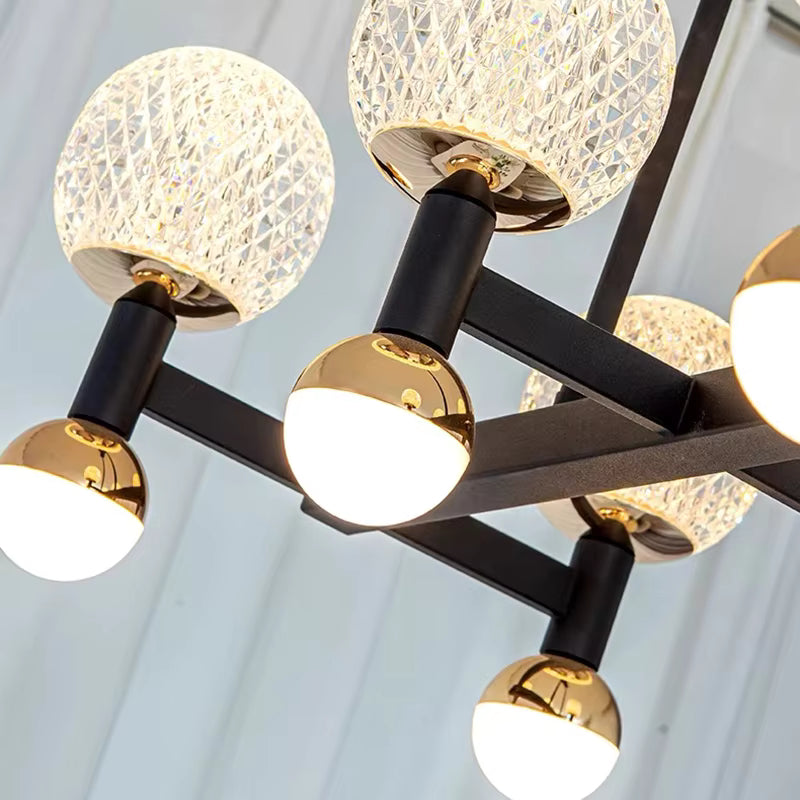 Modern Black Linear Dining Room Chandelier 12/16 Lights  Seus Lighting