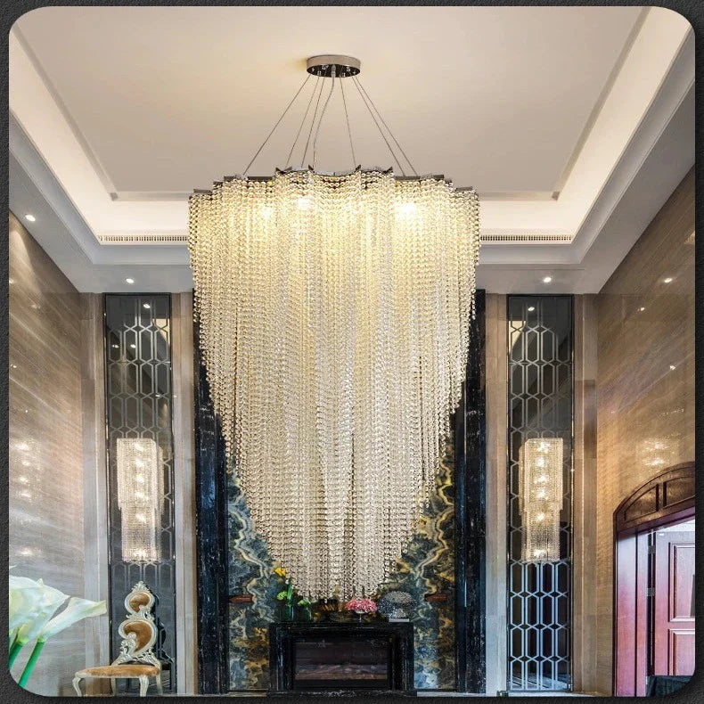 Modern Crystal Beaded Chandelier for Staircase&Foyer  Seus Lighting