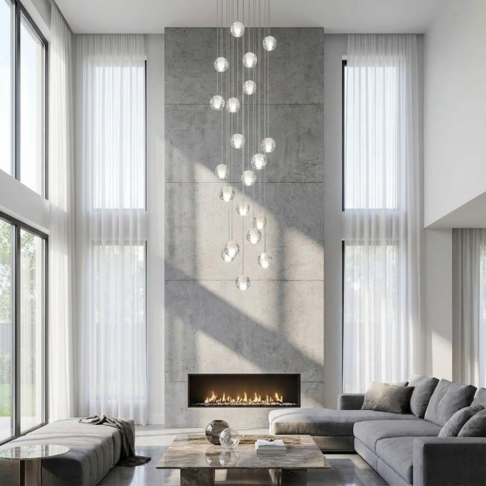 Modern Crystal Glass Bubble Chandelier for Foyer  Seus Lighting