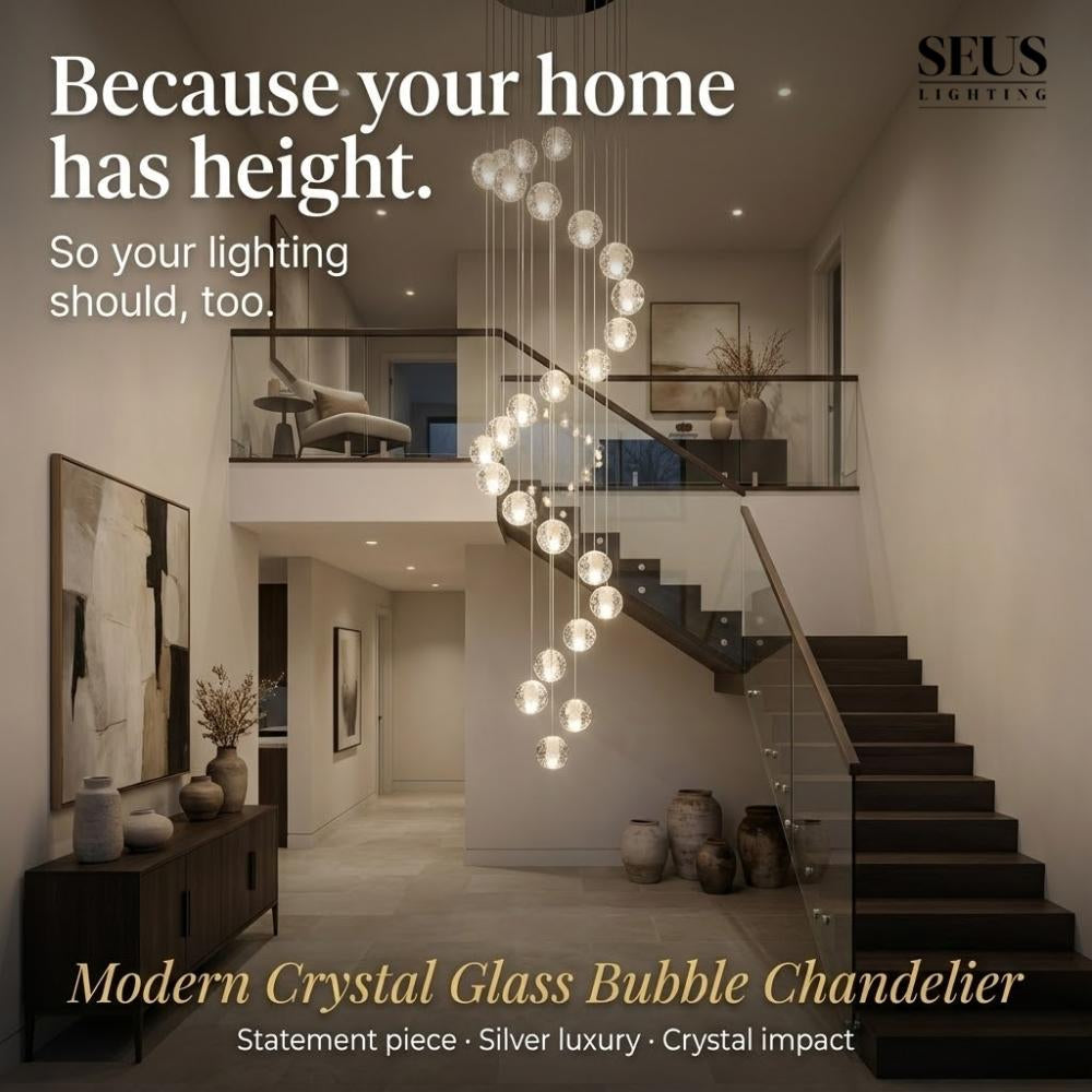 Modern Crystal Glass Bubble Chandelier for Foyer  Seus Lighting