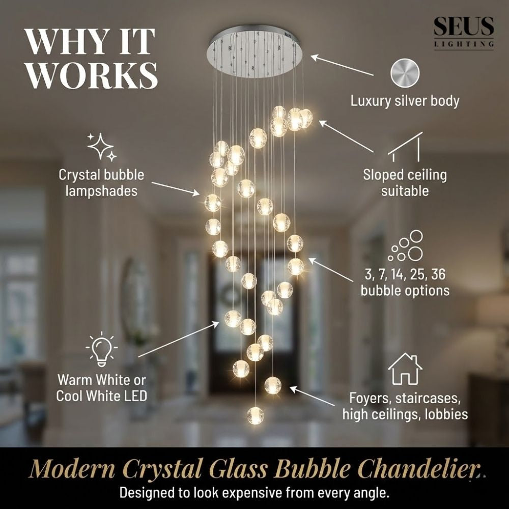 Modern Crystal Glass Bubble Chandelier for Foyer  Seus Lighting
