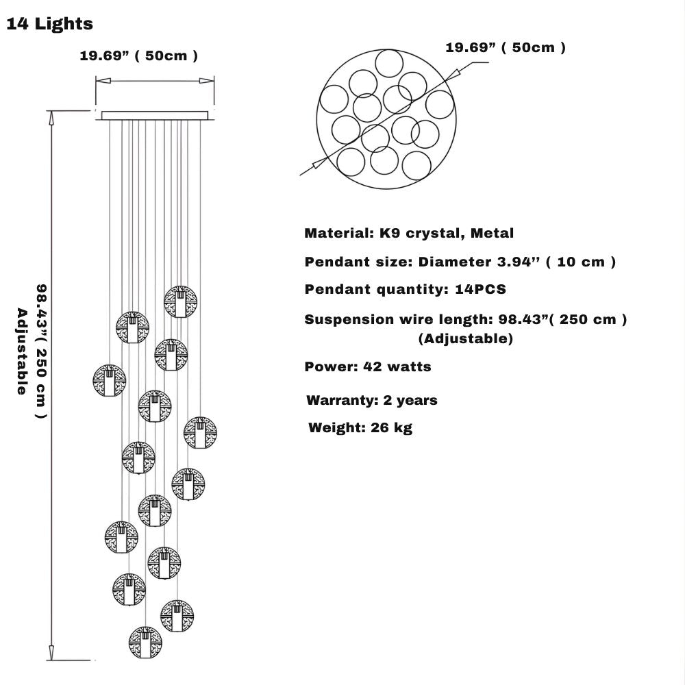 Modern Crystal Glass Bubble Chandelier for Foyer  Seus Lighting