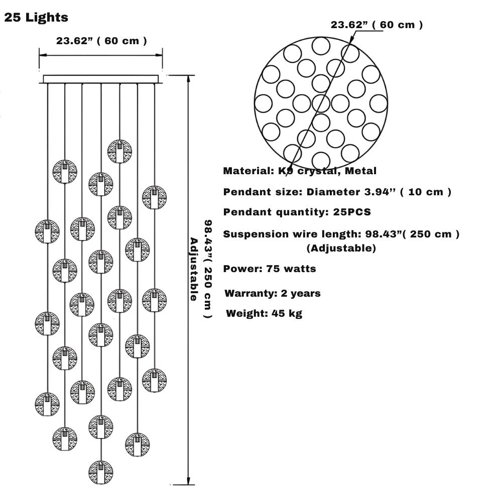 Modern Crystal Glass Bubble Chandelier for Foyer  Seus Lighting