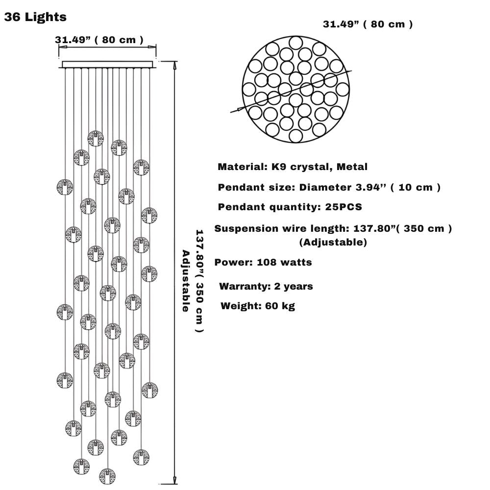 Modern Crystal Glass Bubble Chandelier for Foyer  Seus Lighting